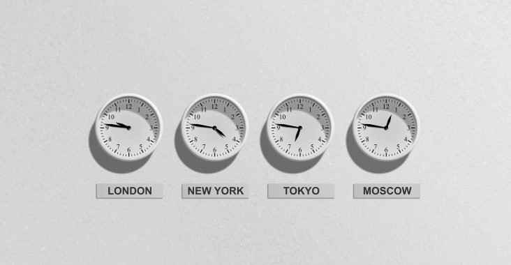clocks with different time zones
