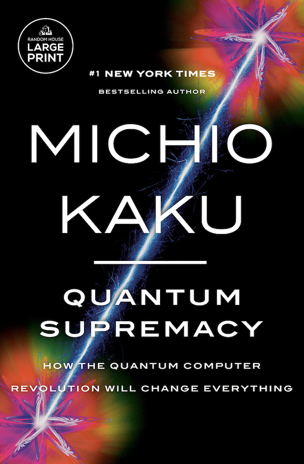 Book cover of Quantum Supremacy with white lettering against a black background with a light rod running diagonally