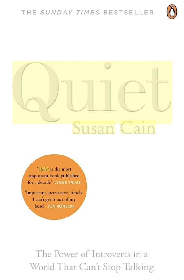 Book cover of Quiet written in yellow lettering against a white background
